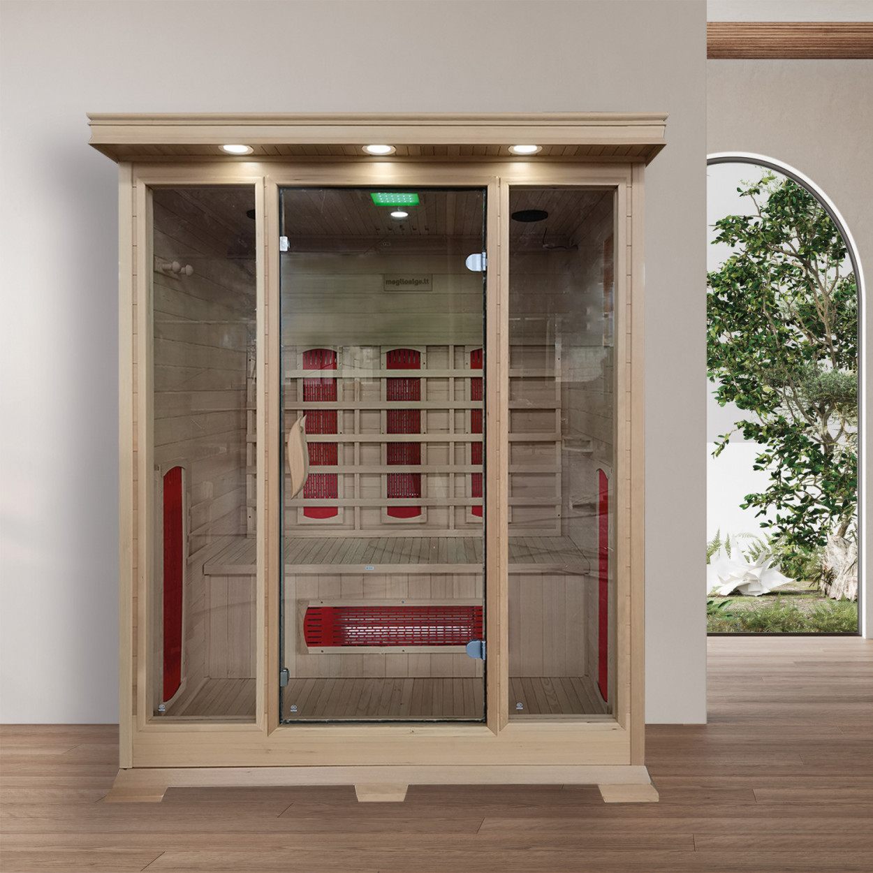 Sauna Serena 150x120x190 cm legno Hemlock - Meglioalge