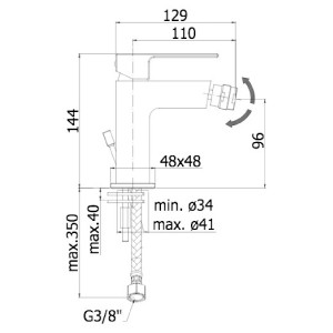 Miscelatore bidet senza scarico con leva cubo Elle cromo - Paffoni 2
