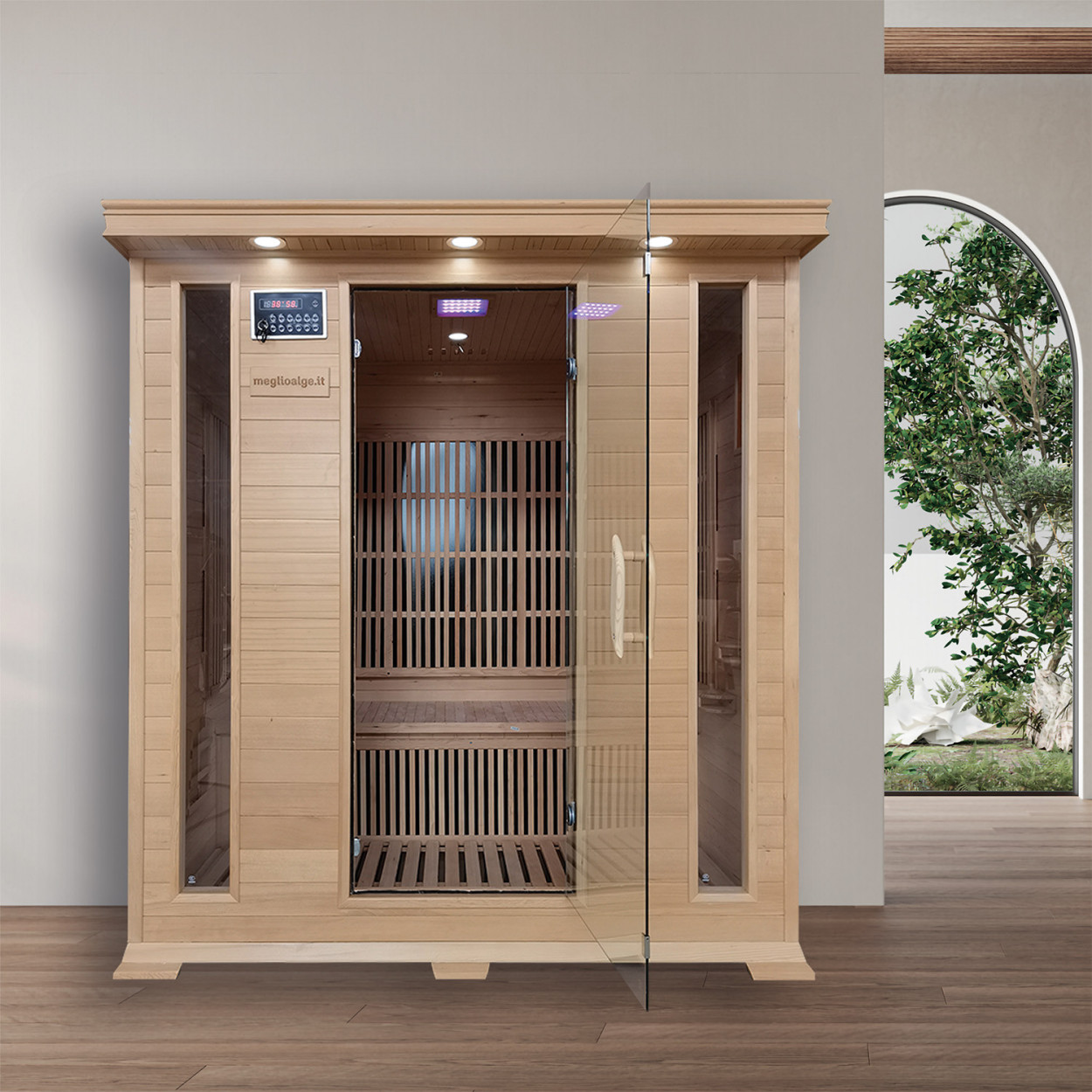 Sauna Serena 175x135x190 cm legno Hemlock - Meglioalge