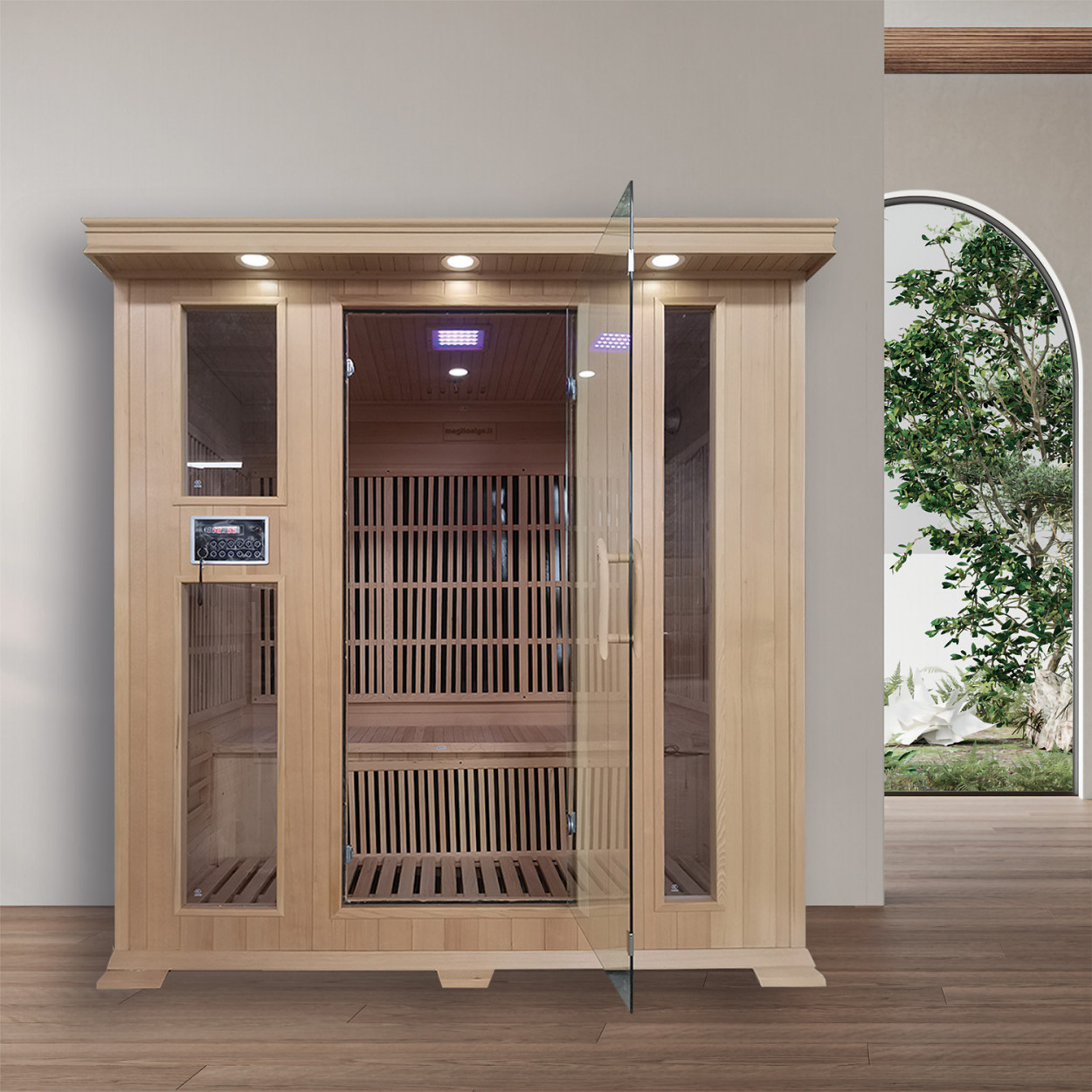 Sauna Serena 4 persone 175x135x190 cm legno Hemlock - Meglioalge