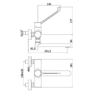 Miscelatore lavello a muro con leva clinica Red cromo - Paffoni 2