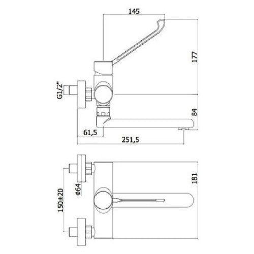 Miscelatore lavello a muro con leva clinica Red cromo - Paffoni
