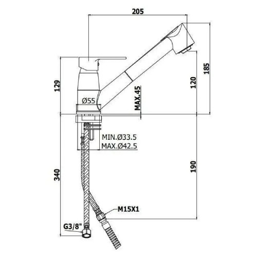 Miscelatore lavello con doccia estraibile abs Red cromo - Paffoni