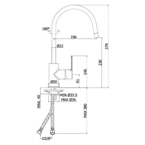 Miscelatore lavello con canna orientabile 20 mm Red cromo - Paffoni 2