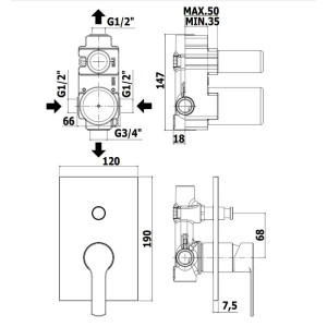 Miscelatore incasso doccia con deviatore 2 vie Red cromo - Paffoni 2