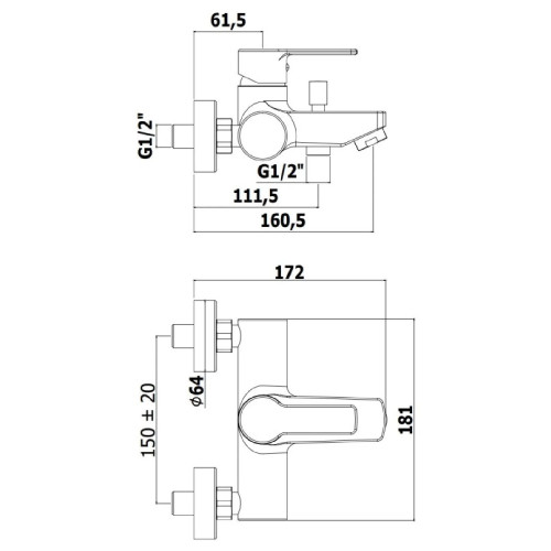 Miscelatore vasca esterno senza set doccia Red cromo - Paffoni