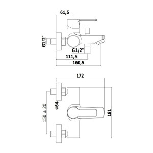 Miscelatore vasca esterno con set doccia snodato Red cromo - Paffoni 2