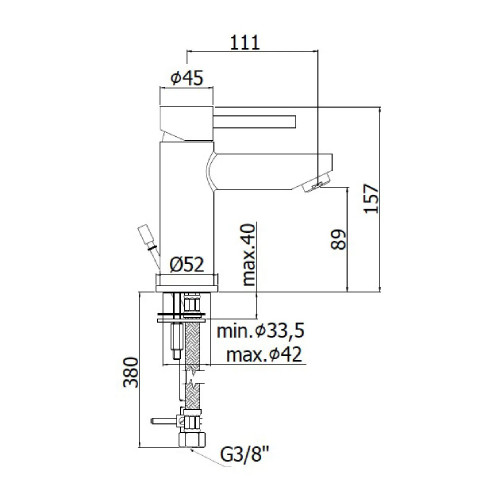 Miscelatore monocomando lavabo senza scarico Stick cromo - Paffoni