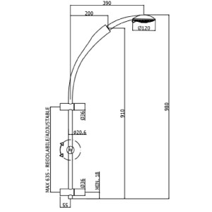 Asta doccia saliscendi Twin cromo - Paffoni 2