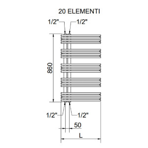 Radiatore verticale Kelly18 h860x400 mm inox lucido – Cordivari 2