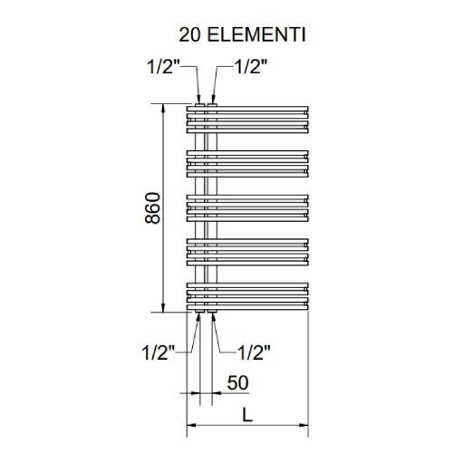 Radiatore verticale Kelly18 h860x400 mm inox lucido – Cordivari