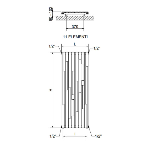 Radiatore verticale Stradivari h1600x570 mm inox satinato – Cordivari