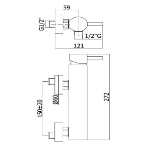 Miscelatore doccia esterno senza set doccia Stick cromo - Paffoni 2
