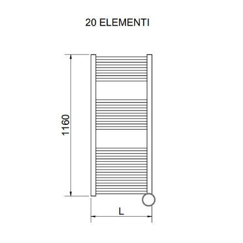 Scaldasalviette elettrico Lisa 22 h1200x500 mm bianco - Cordivari