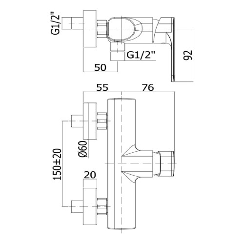 Miscelatore doccia esterno con set doccia Sly cromo - Paffoni