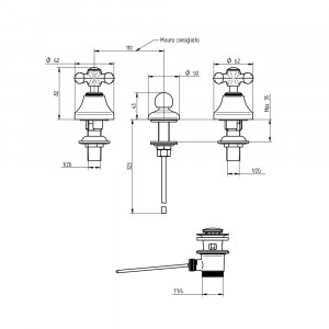 Batteria bidet 3 fori Romina cromo Bellosta 2