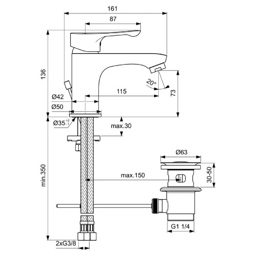 Miscelatore lavabo Alpha con scarico cromo – Design Ideal Standard
