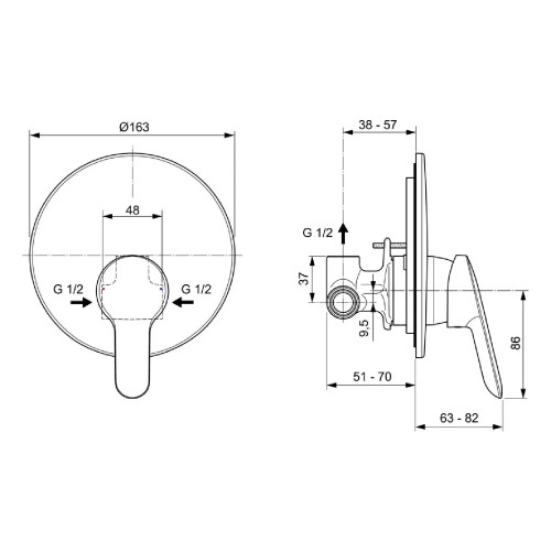 Miscelatore monocomando doccia Alpha cromo - Ideal Standard | Meglioal