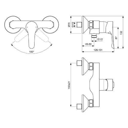 Miscelatore monocomando doccia Alpha cromo - Ideal Standard | Meglioal