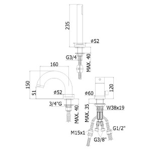 Miscelatore bordo vasca con bocca erogazione Light cromo - Paffoni 2