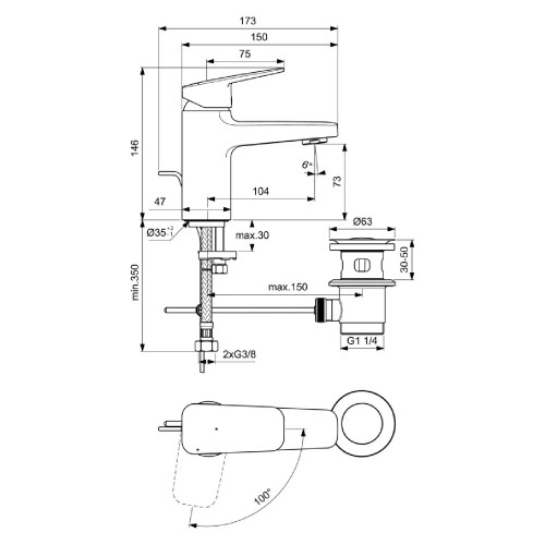 Miscelatore monocomando lavabo BlueStart Ceraplan3 cromo - Ideal Stand