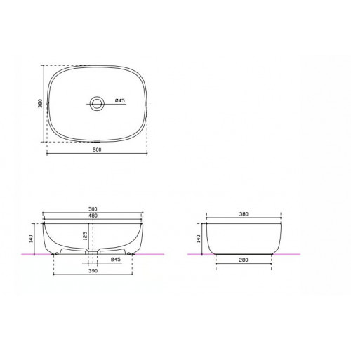 Lavabo d'appoggio 50x38 cm Dream bianco lucido - Eleganza e qualità Ga