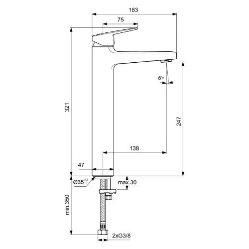 Miscelatore monocomando alto lavabo Ceraplan senza scarico cromo | Ide