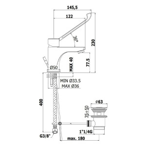 Miscelatore lavabo con leva clinica senza scarico Red cromo - Paffoni 2