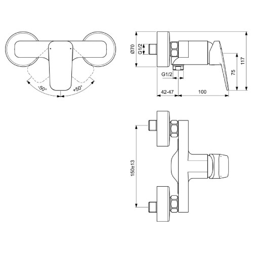 Miscelatore Monocomando Doccia Ceraplan Cromo - Ideal Standard | Megli