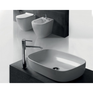 Lavabo d'Appoggio 64x40 cm Bianco Opaco - Design Elegante Galassia