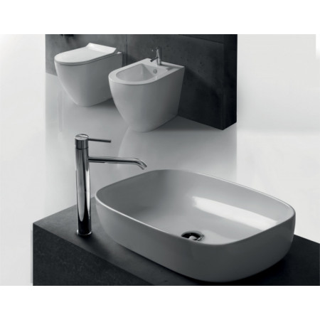 Lavabo d'appoggio 64x40 cm bianco opaco - Galassia