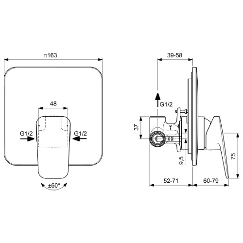 Miscelatore Monocomando Incasso Doccia Ceraplan Cromo | Ideal Standard