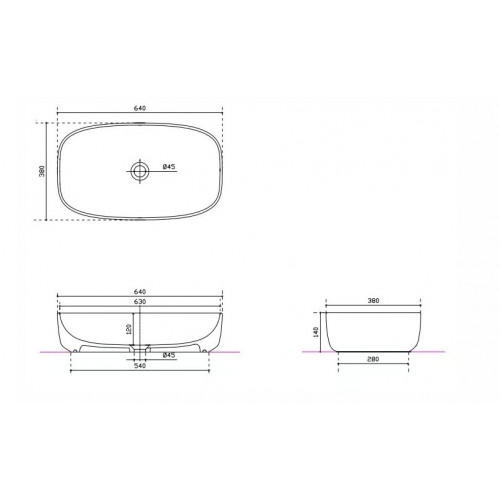 Lavabo d'Appoggio 64x40 cm Bianco Opaco - Design Elegante Galassia