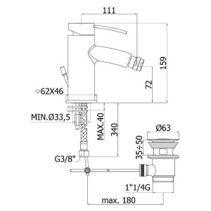 Miscelatore bidet con scarico clic-clac Berry cromo - Paffoni 2