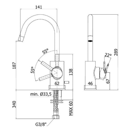Miscelatore lavabo con canna orientabile senza scarico Berry cromo - P