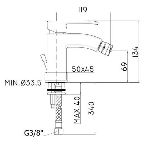 Miscelatore bidet senza scarico Level cromo - Paffoni