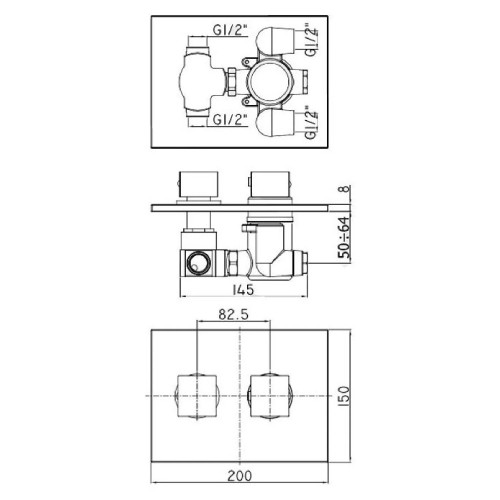 Miscelatore termostatico incasso doccia 3 uscite Level cromo - Paffoni