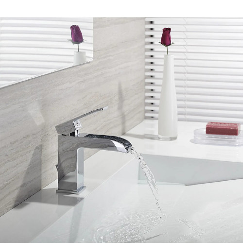 Miscelatore lavabo cascata con scarico automatico Level cromo - Paffon