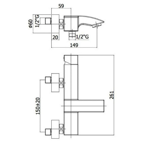 Miscelatore vasca esterno senza set doccia Level cromo - Paffoni