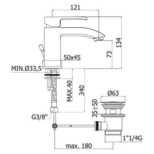 Miscelatore lavabo con scarico clic-clac Level cromo - Paffoni