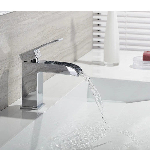 Miscelatore lavabo cascata senza scarico Level cromo - Paffoni