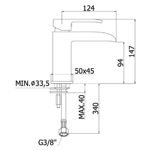 Miscelatore lavabo cascata senza scarico Level cromo - Paffoni