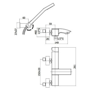 Miscelatore vasca esterno con set doccia snodato Level cromo - Paffoni 2