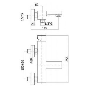 Miscelatore vasca esterno senza set doccia Elle cromo - Paffoni 2