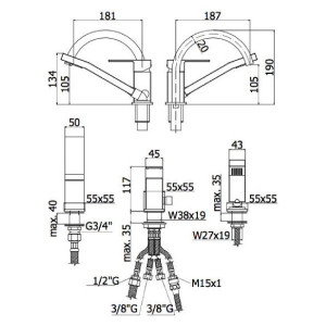 Miscelatore bordo vasca con deviatore con bocca erogazione Elle cromo 2