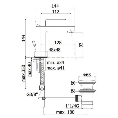 Miscelatore lavabo con scarico automatico Elle cromo - Paffoni