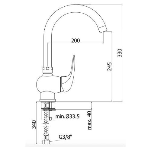 Miscelatore lavello monoforo con canna orientabile Duemila cromo - Paf