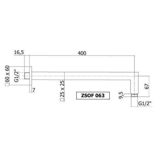 Braccio doccia 40 cm Quadro cromo - Paffoni