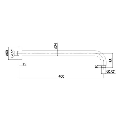 Braccio doccia tondo 40 cm Light nero opaco - Paffoni