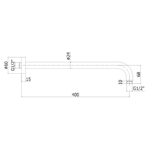 Braccio doccia tondo 40 cm Lusso cromo - Paffoni